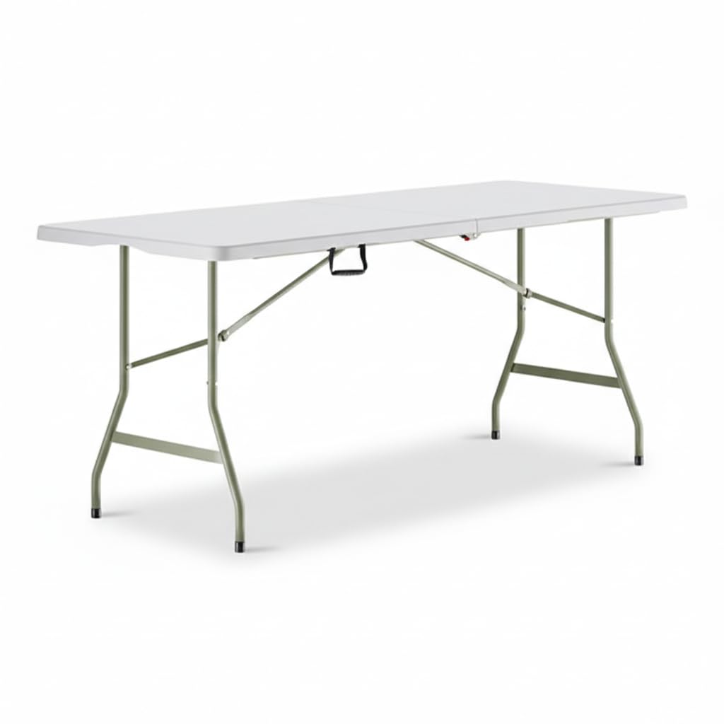 Set of 5 White Plastic Bi-Folding Rectangular Event Tables M247