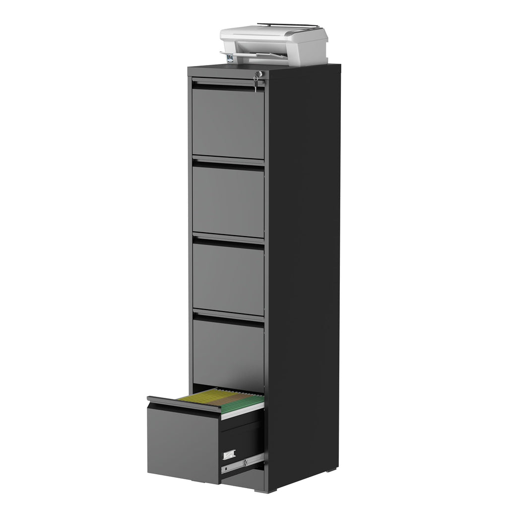 5 Drawer Black Filing Cabinet with Lock Q1218