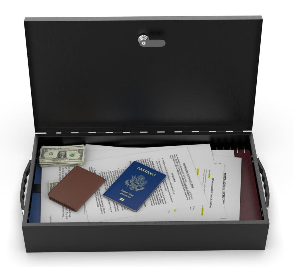 Fire Retardant Steel Security Chest Lock Box, 0.43 Cubic Ft, Black T484