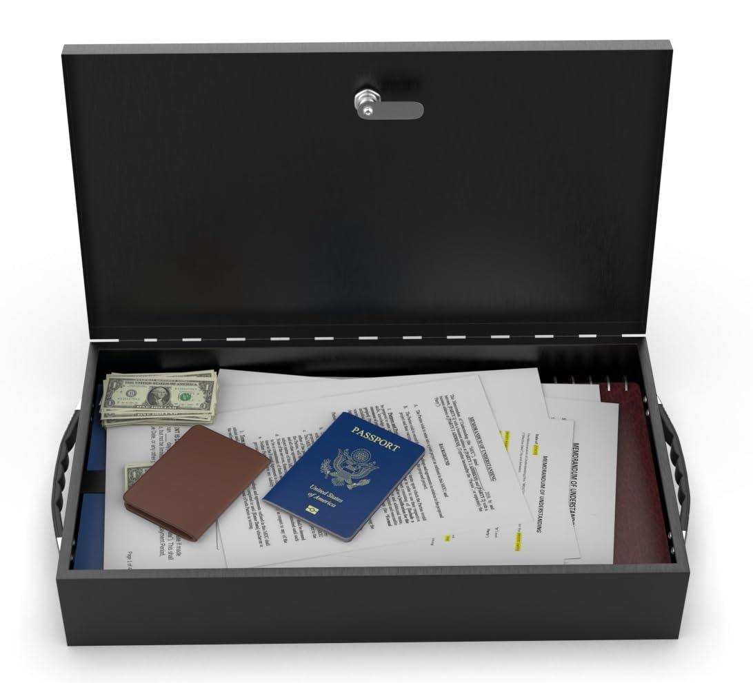 Fire Retardant Steel Security Chest Lock Box, 0.43 Cubic Ft, Black T484