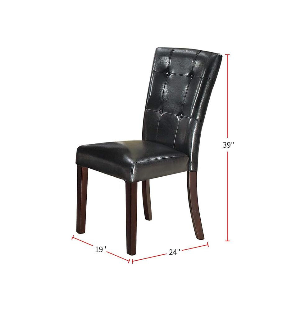 Set of 2 Black Faux Leather Tufted Dining Chairs M5500