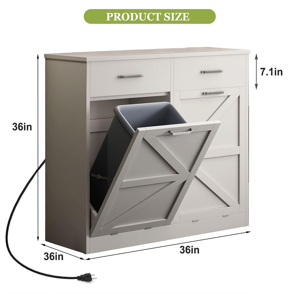 White Wooden Tilt Out Trash Cabinet F507333