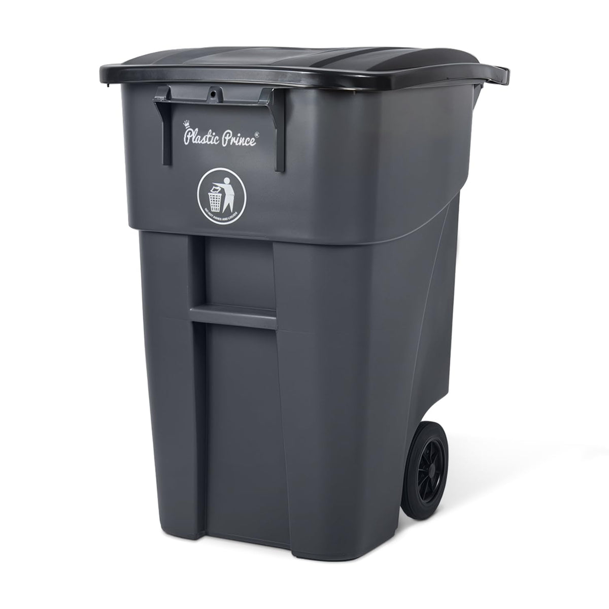 50 Gallon Gray Outdoor Trash Can with Lid and Wheels U4179