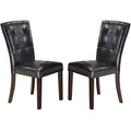 Set of 2 Black Faux Leather Tufted Dining Chairs M5500