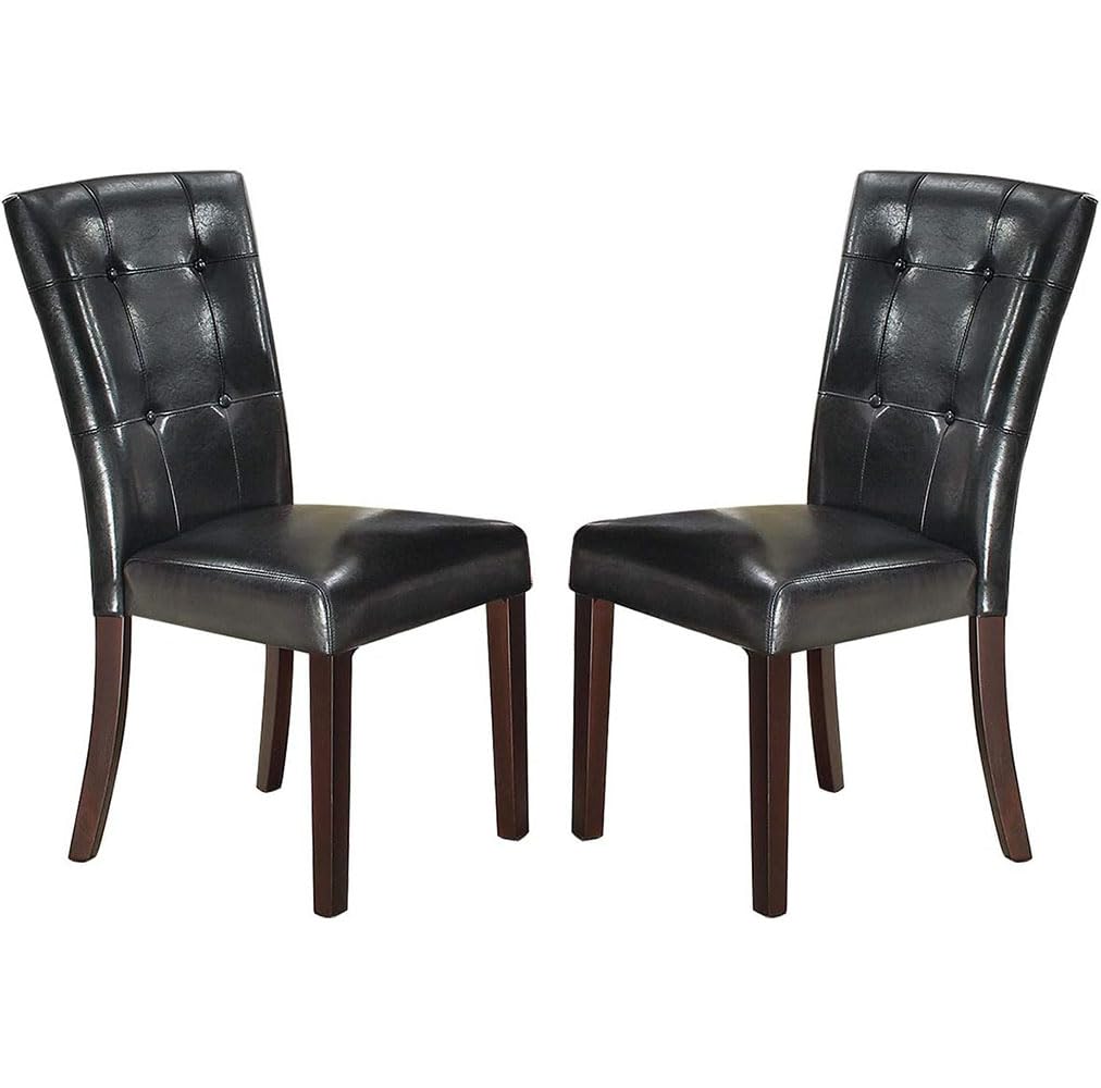 Set of 2 Black Faux Leather Tufted Dining Chairs M5500