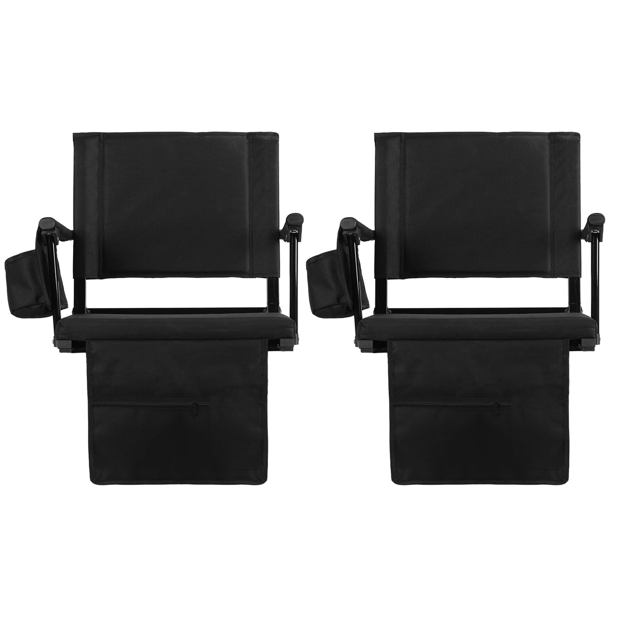 2 Pcs Folding Stadium Seat with Back Support and Cushion V3866