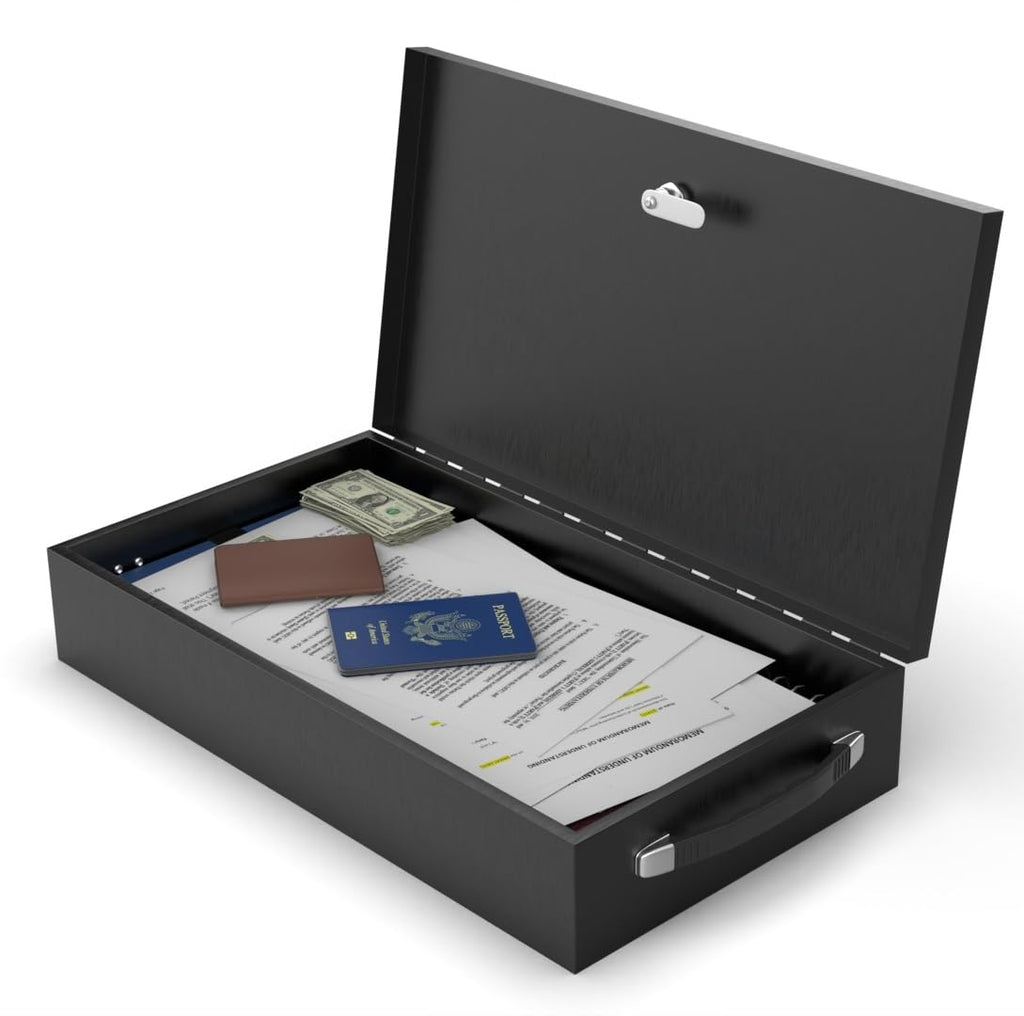 Fire Retardant Steel Security Chest Lock Box, 0.43 Cubic Ft, Black T484