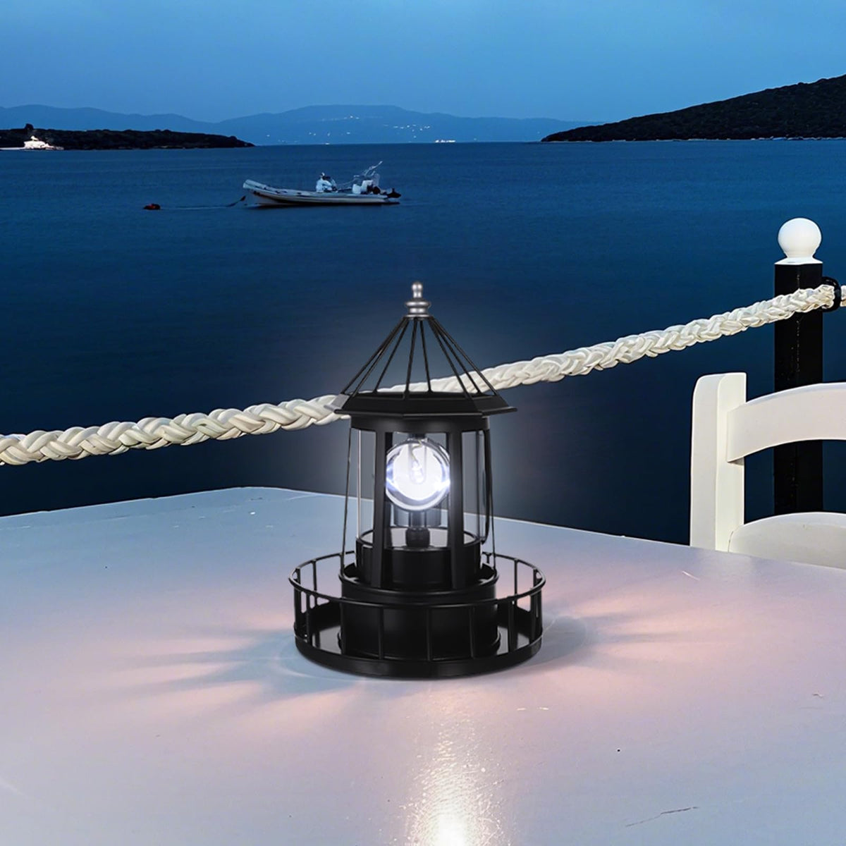 Solar Powered Rotating Lighthouse Decor Lamp G32821