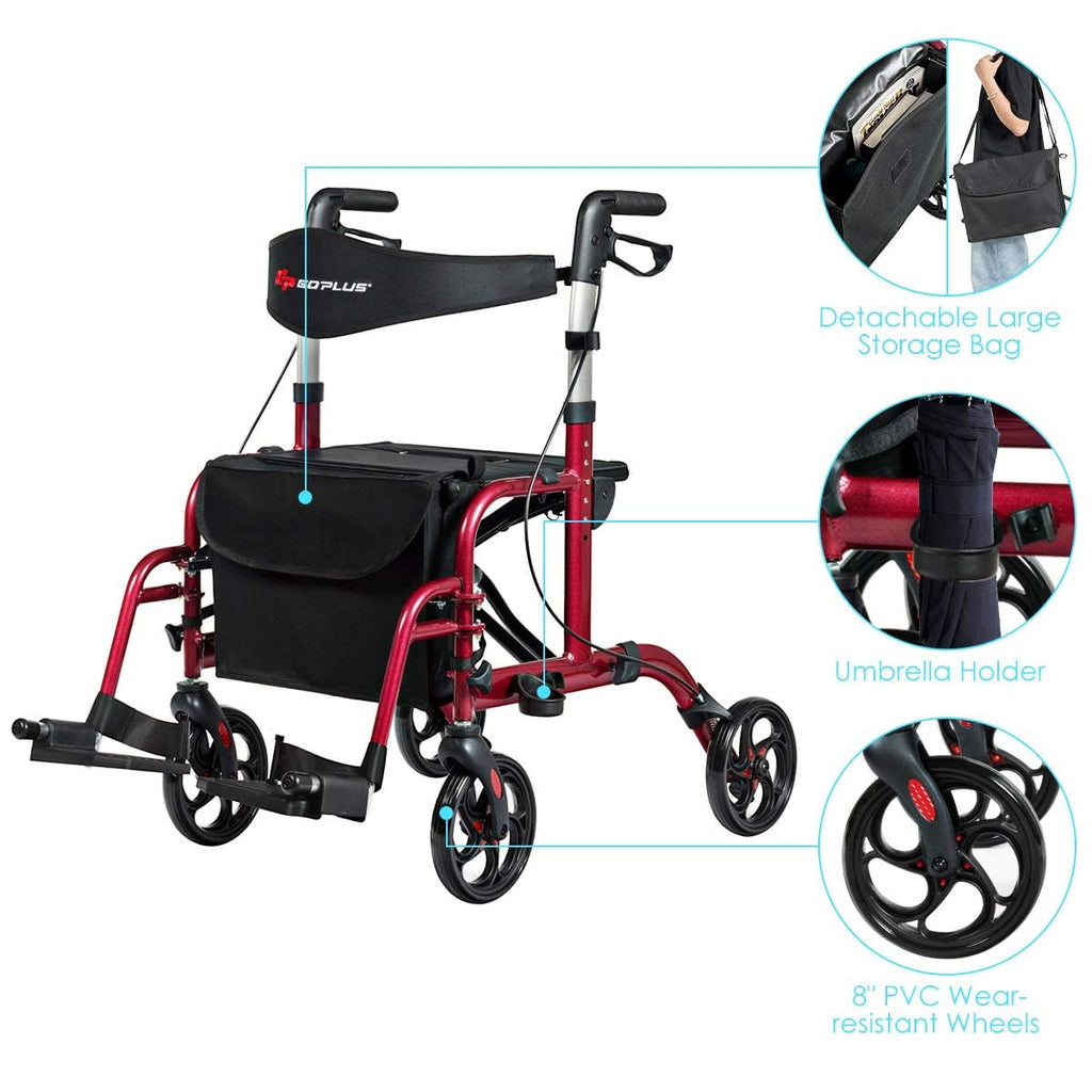 2 in 1 Folding Rollator Walker with Seat V19338
