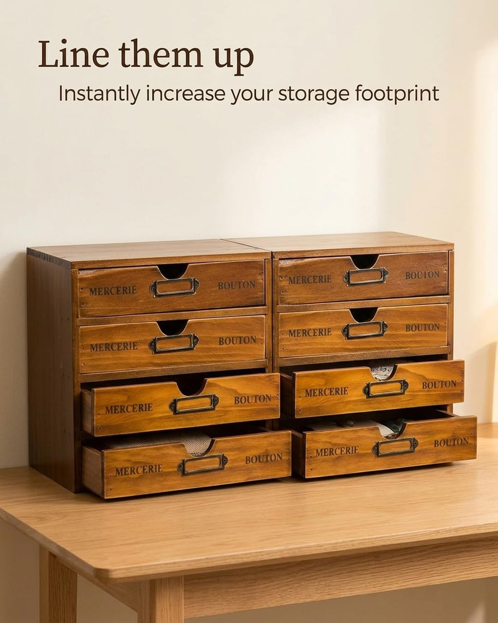 Modular Stackable 4 Drawer Wood Storage Box Z17486