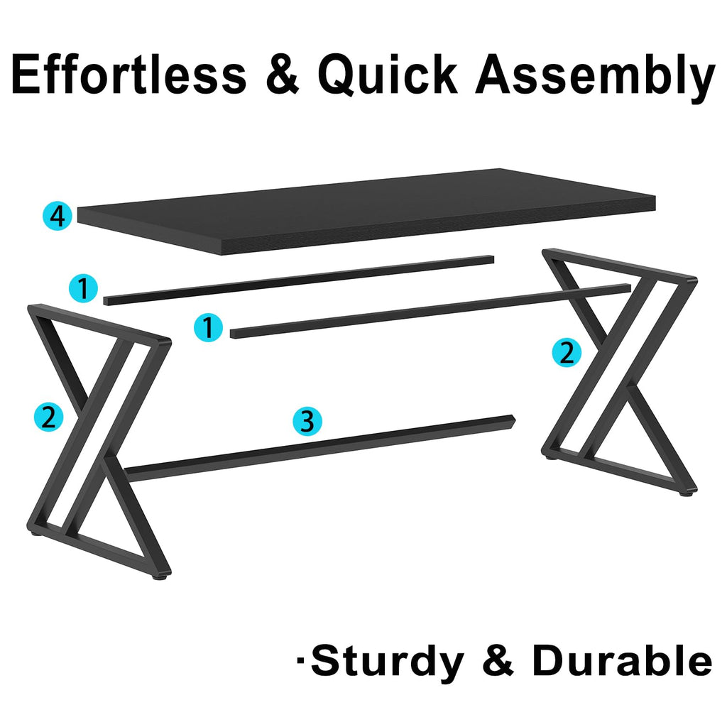 Black 47 Inch Metal and Wood Computer Desk T68312