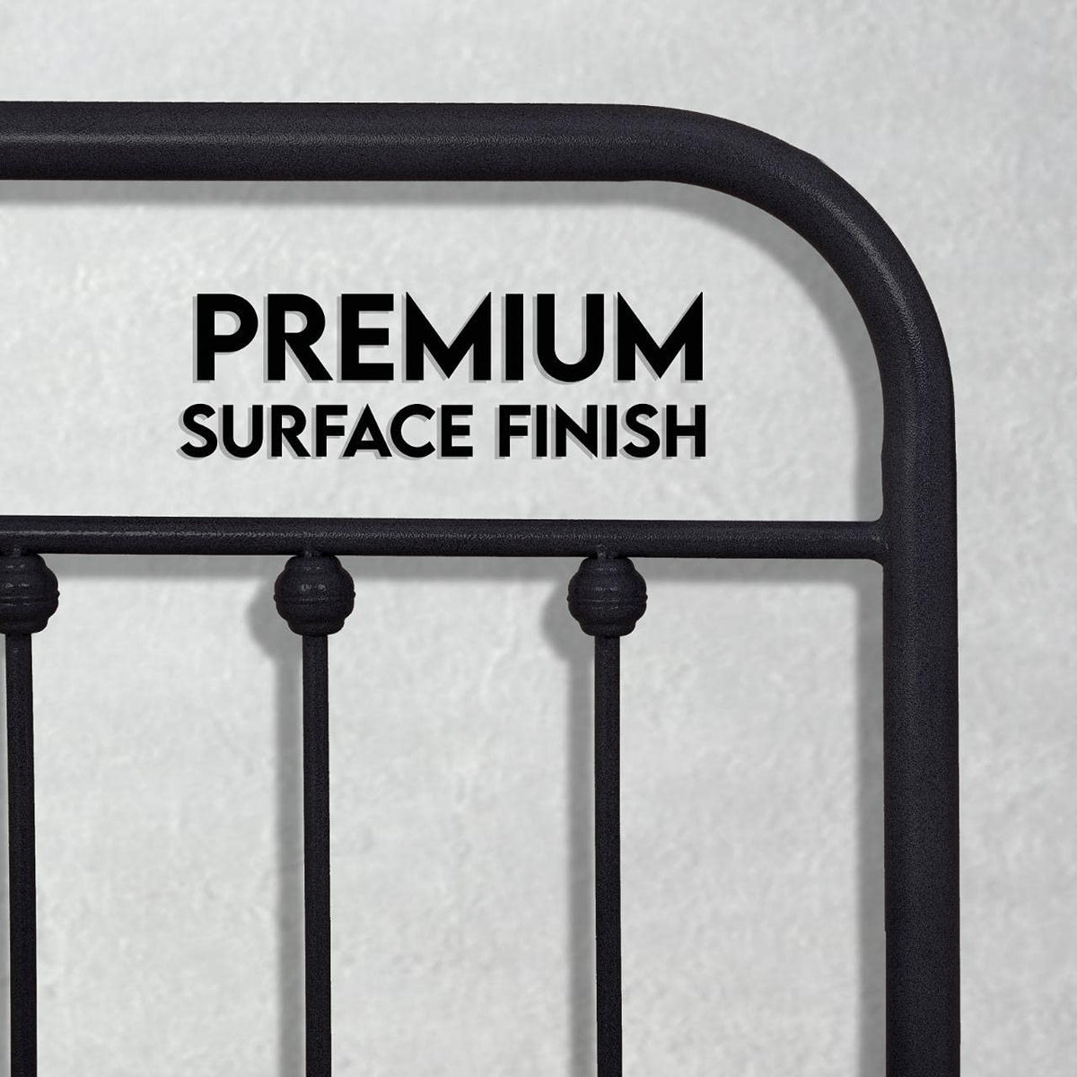 Black Full Size Metal Bed Frame with Wrought Iron Headboard H797