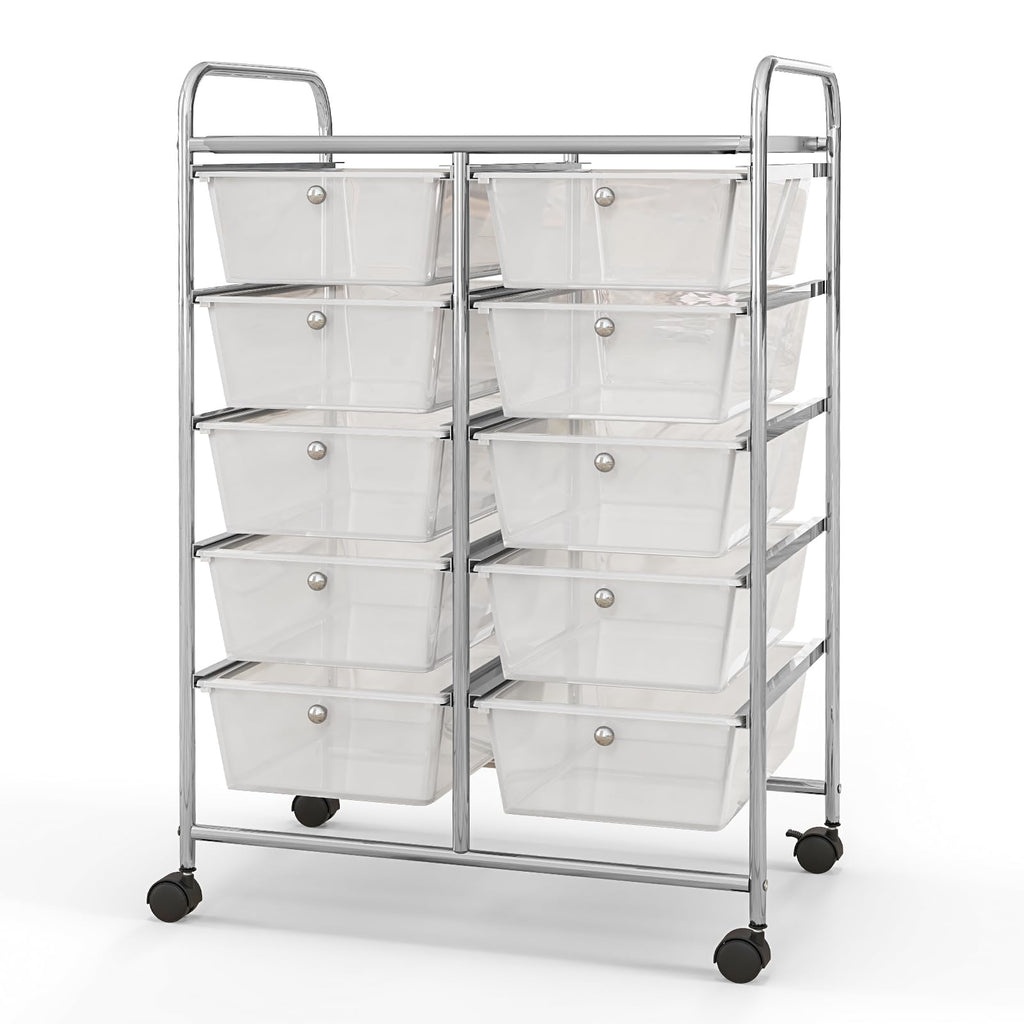 10 Drawer Rolling Storage Cart with Metal Frame R106
