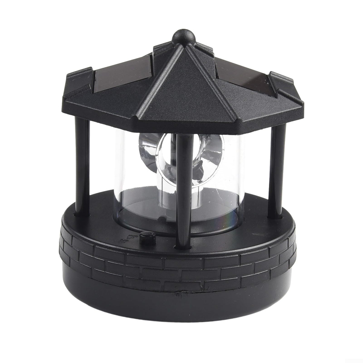 Solar Lighthouse Garden Light Rotatable Shade 360-Degree Outdoor Waterproof Lawn Street Lighting 2 Solar Panels Fast Charging ABS Material White Light Black Red 1pc 11x10x11cm(black) L1063