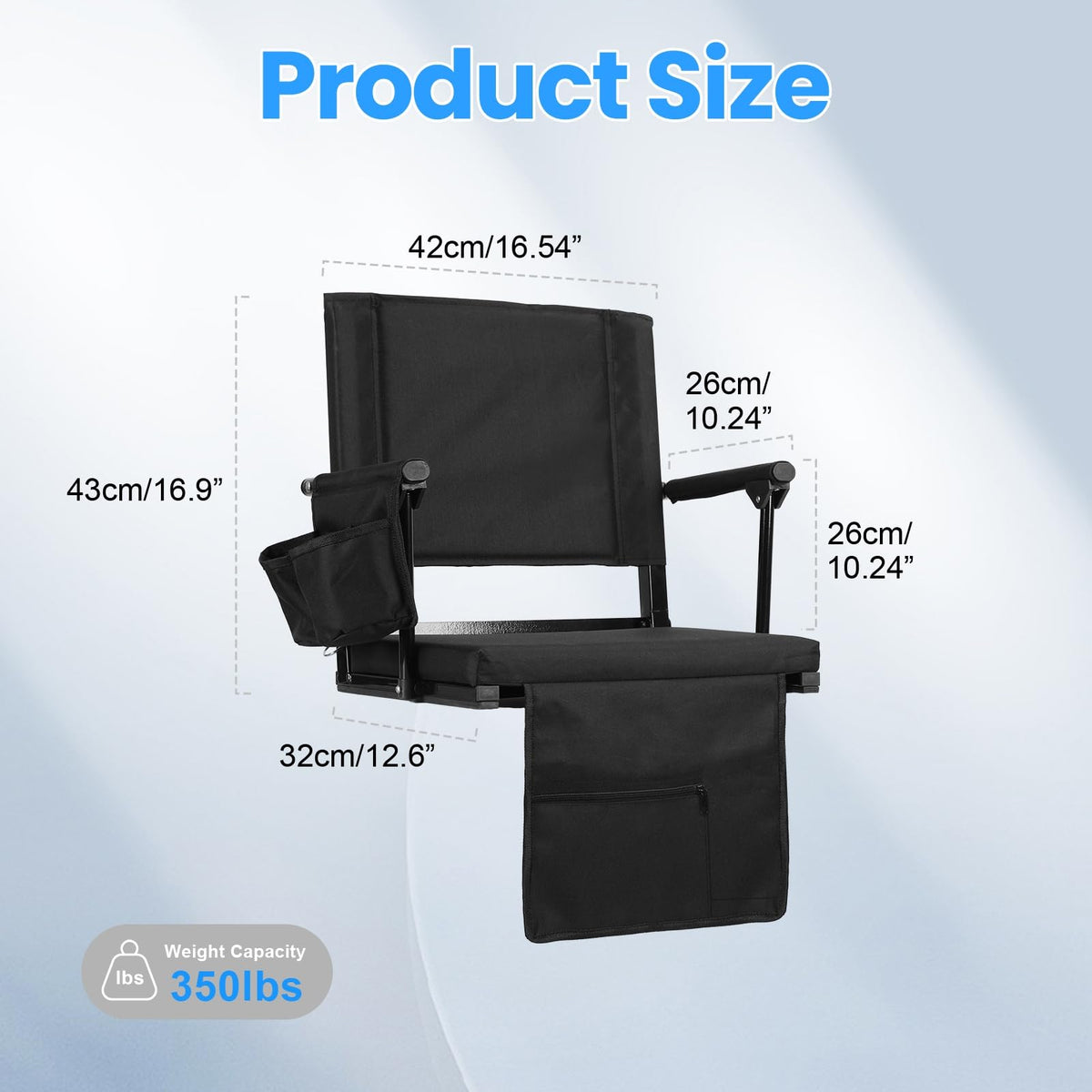2 Pcs Folding Stadium Seat with Back Support and Cushion V3866
