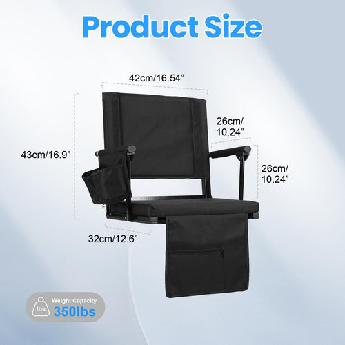 2 Pcs Folding Stadium Seat with Back Support and Cushion V3866