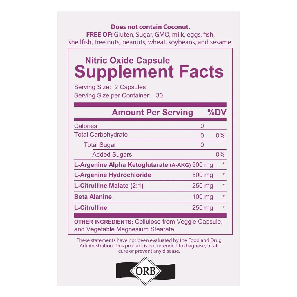 Nitric Oxide Capsules L Arginine L Citrulline 60 Count I545
