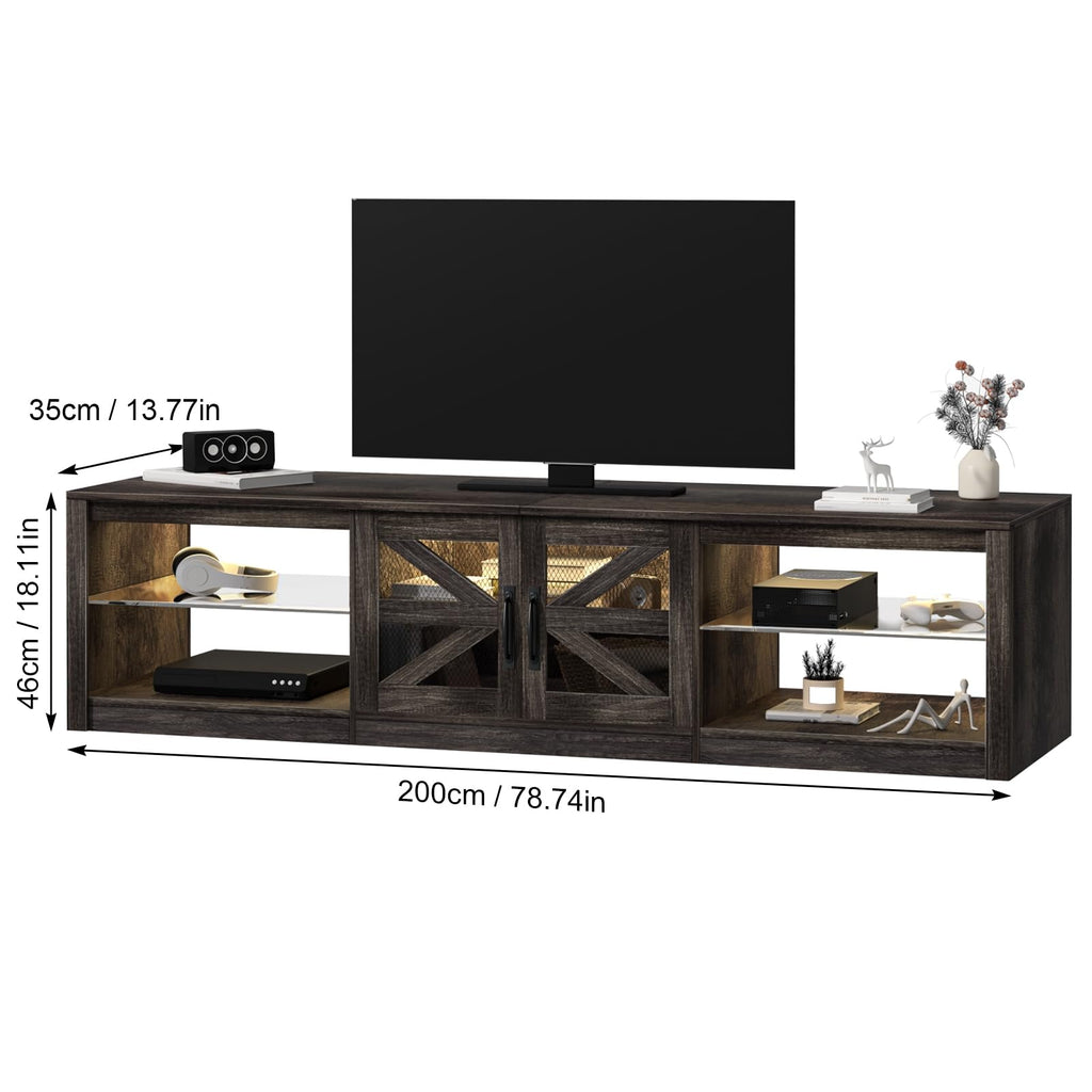 Rustic Brown Grey TV Stand with Sliding Barn Door Y97183