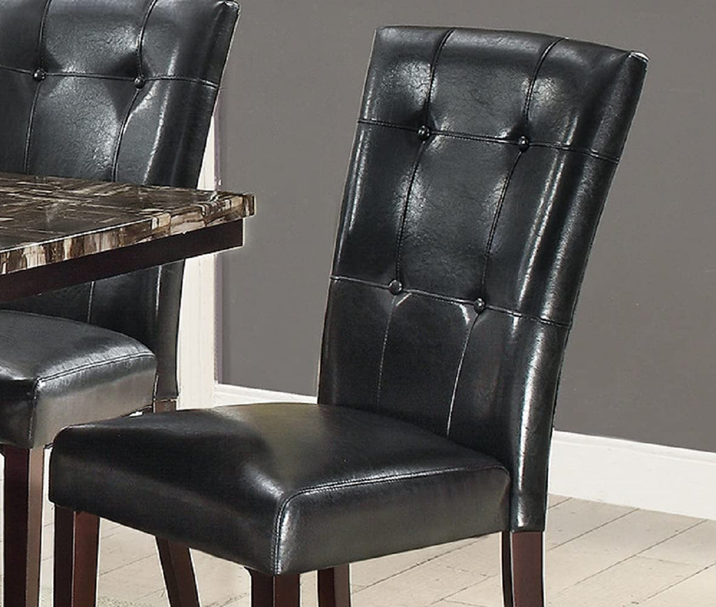 Set of 2 Black Faux Leather Tufted Dining Chairs M5500