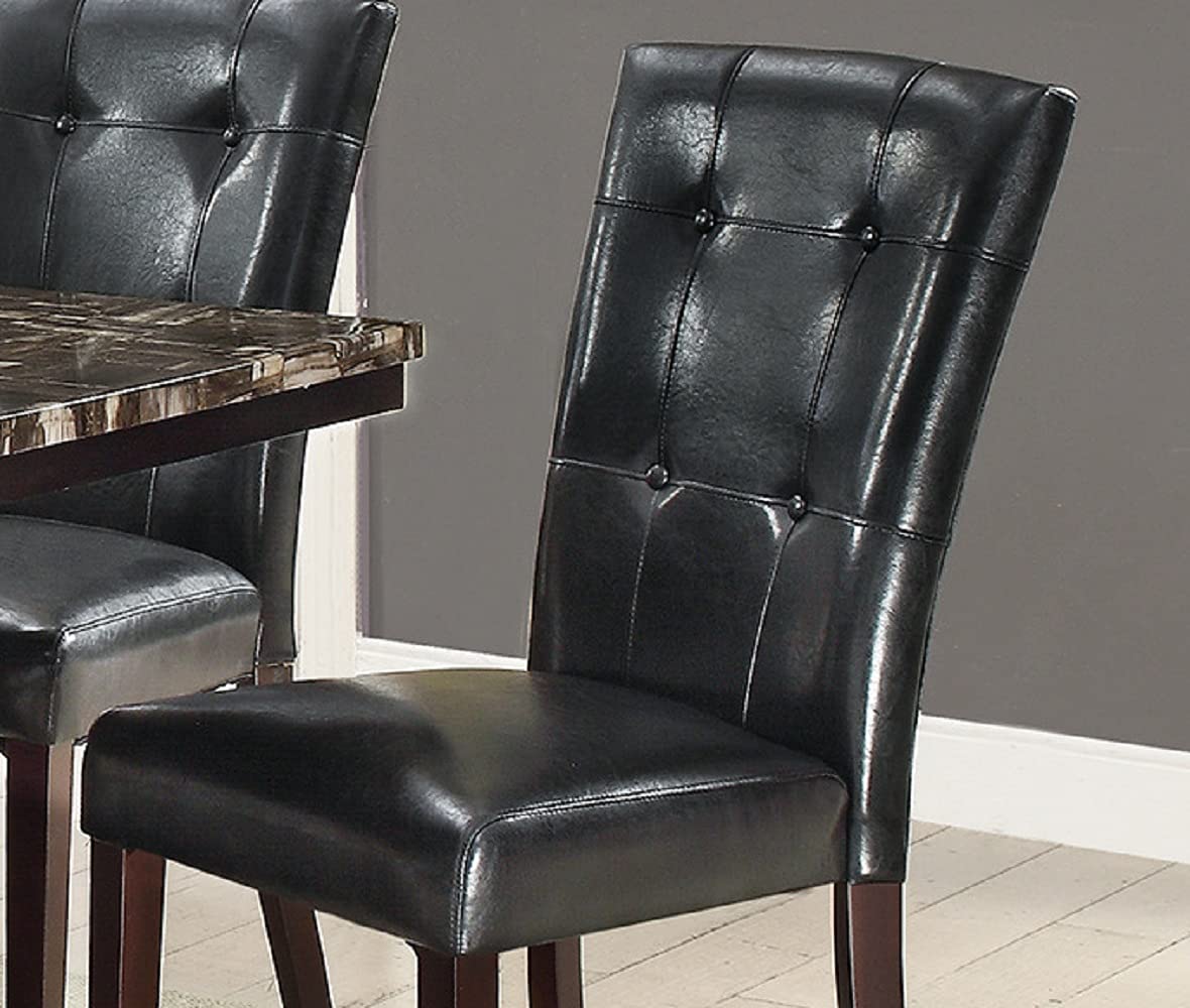 Set of 2 Black Faux Leather Tufted Dining Chairs M5500