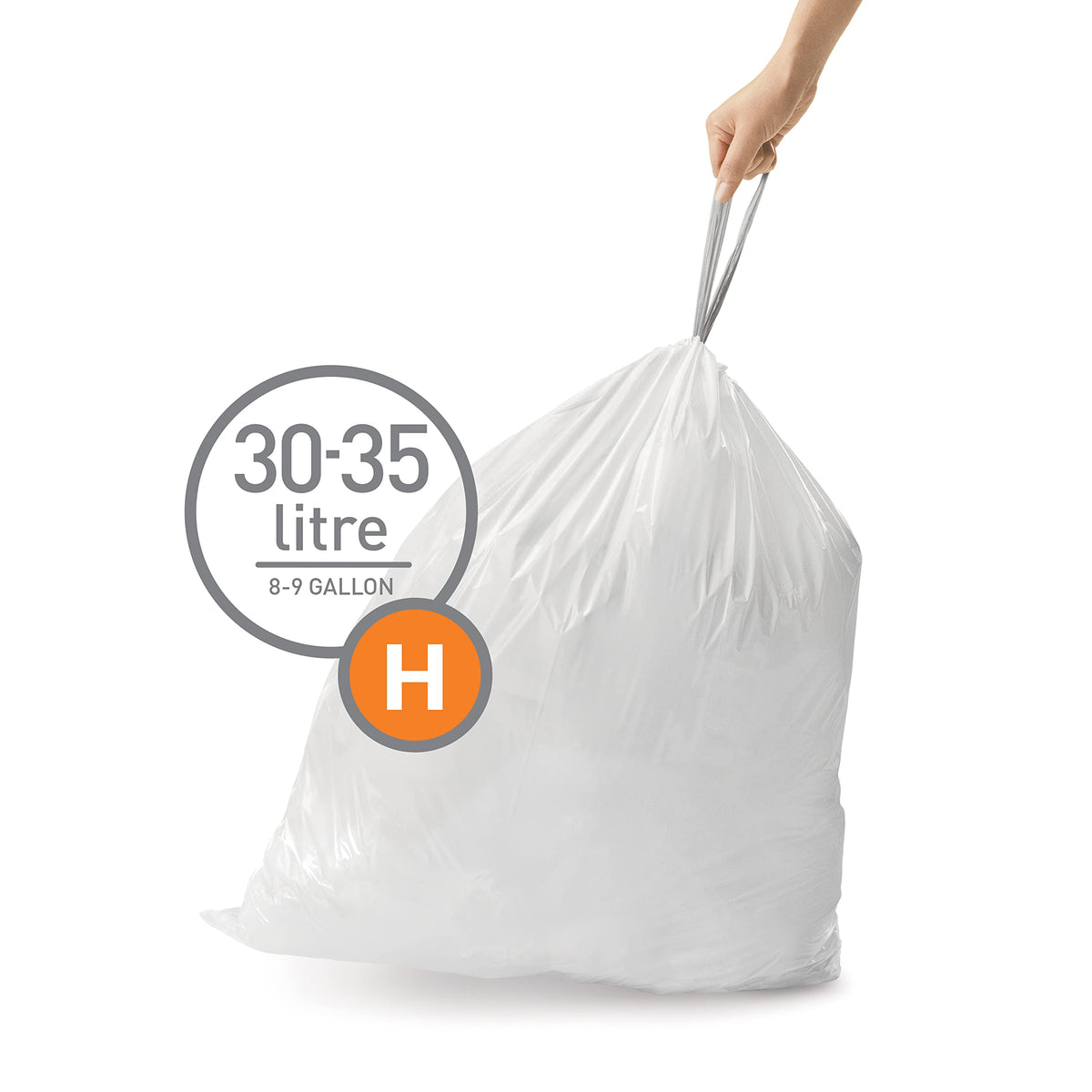 White 100 Count 30-35 Liter Drawstring Trash Bags U40898