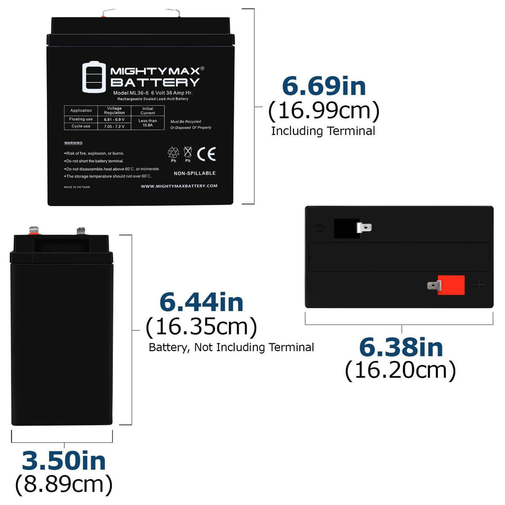6V 36Ah AGM F2 Terminal Battery X574
