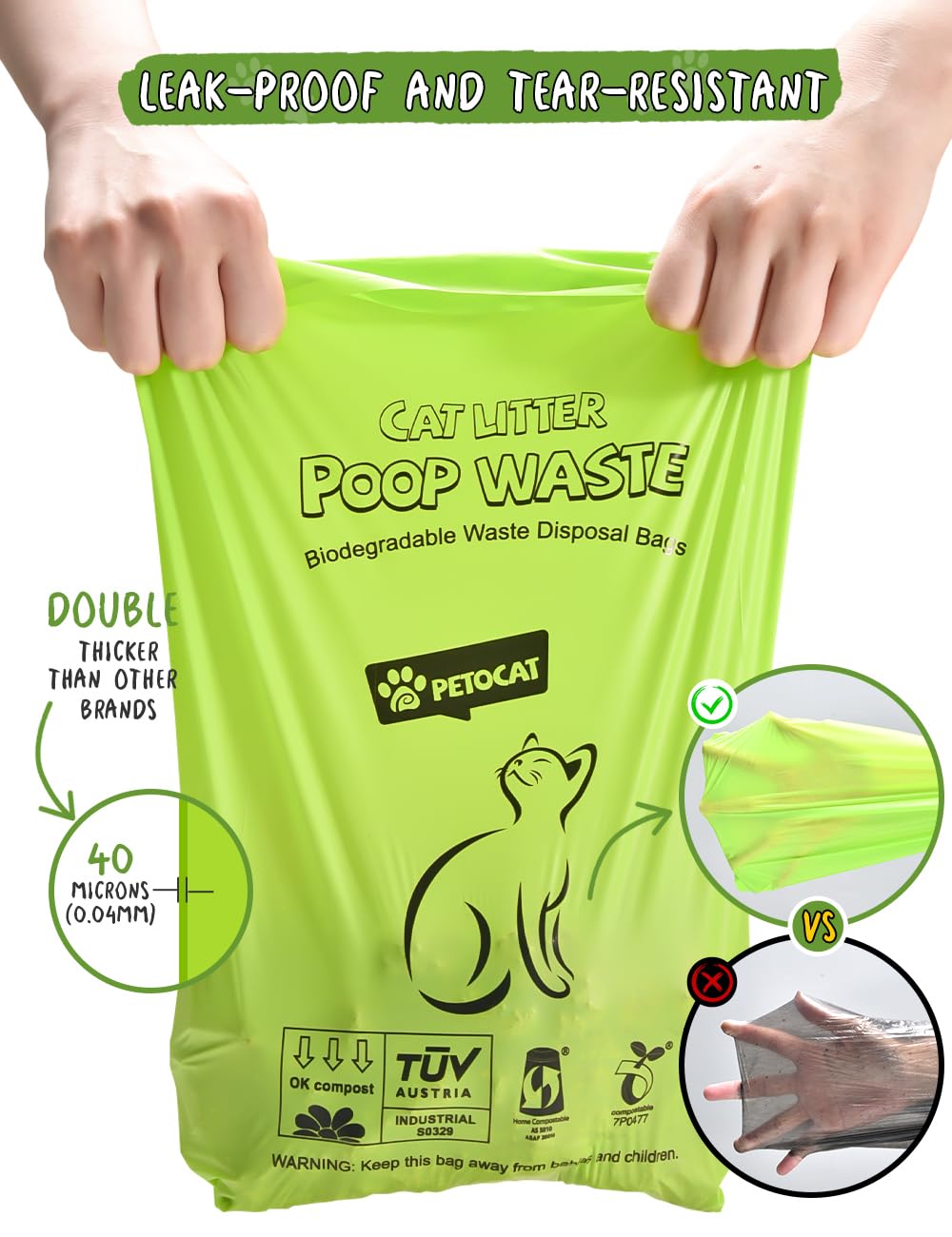 Biodegradable Unscented Cat Litter Bags 100 Count Z606164