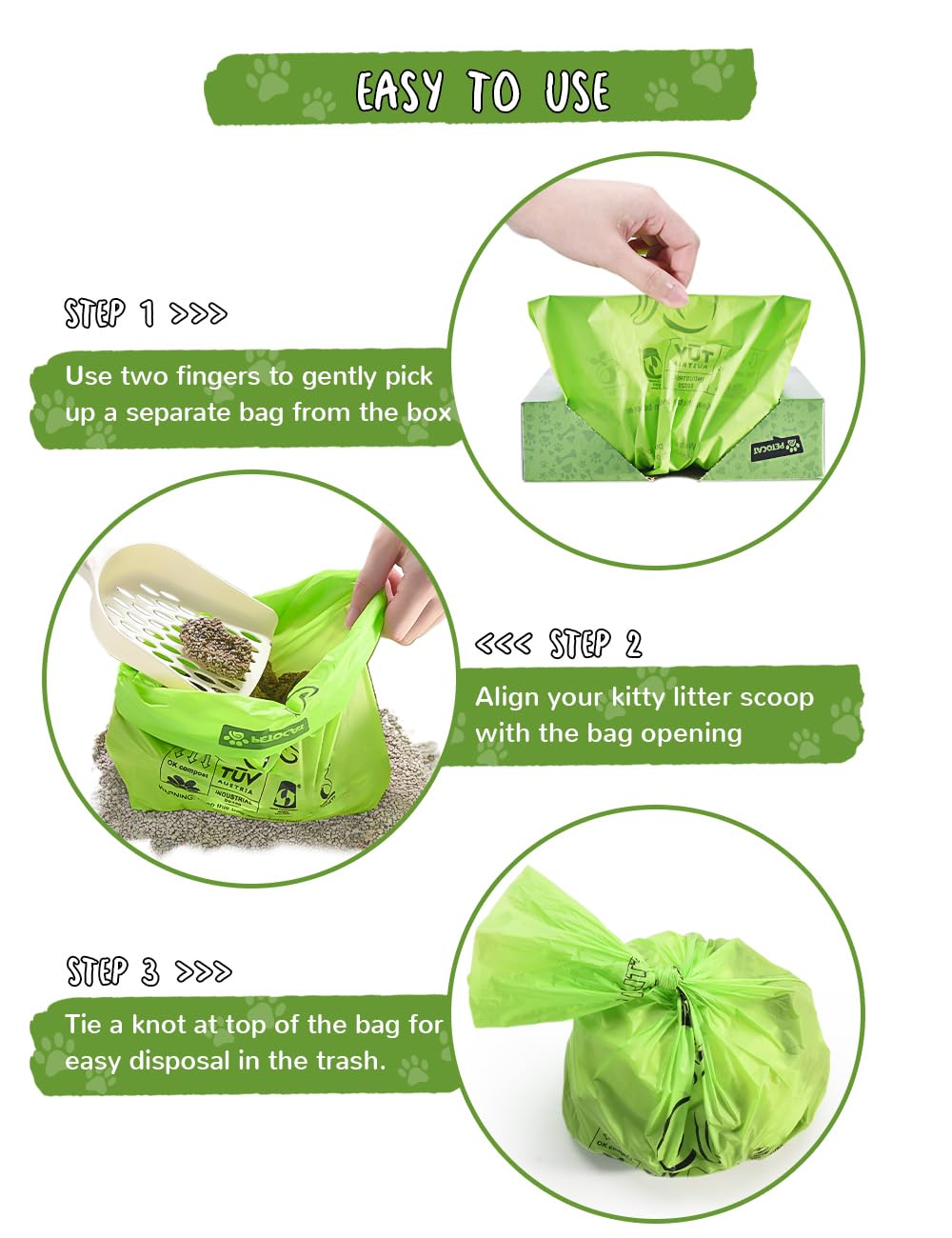 Biodegradable Unscented Cat Litter Bags 100 Count Z606164