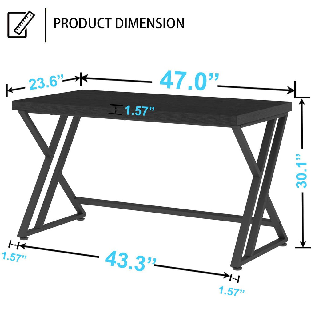 Black 47 Inch Metal and Wood Computer Desk T68312