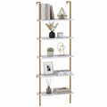 White 5-Tier Ladder Bookshelf Y63913