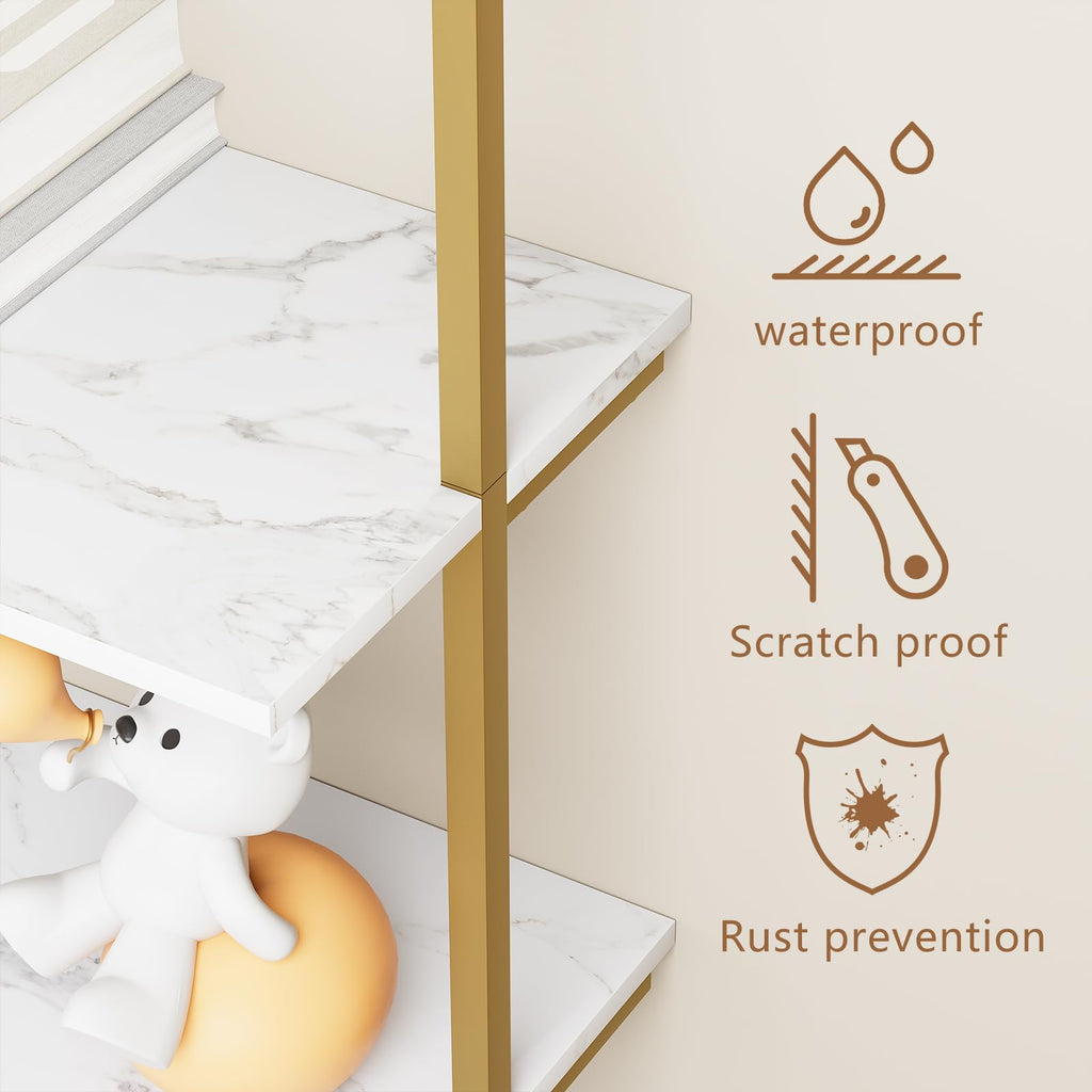 White 5-Tier Ladder Bookshelf Y63913