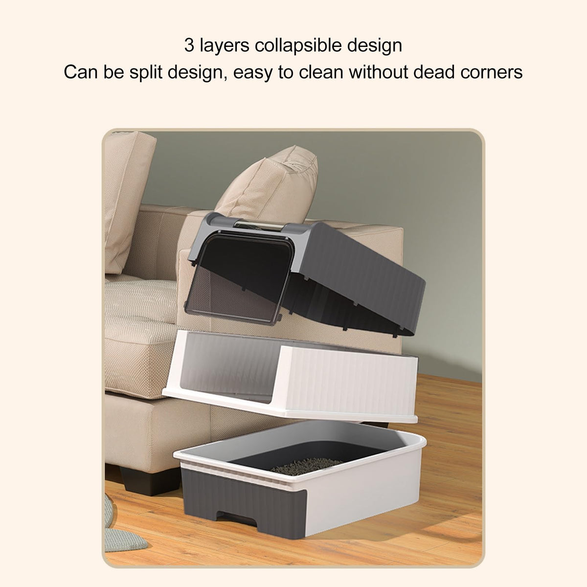 Enclosed Cat Litter Box with Lid and Scoop Q71312