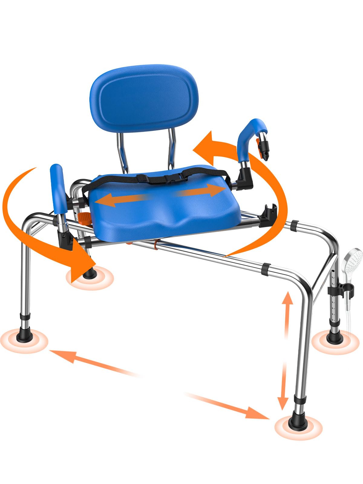 Sliding Shower Chair with 360° Swivel Seat and Adjustable Height D746