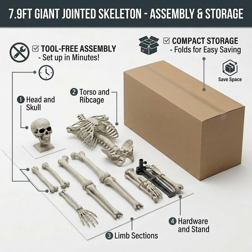 7.9FT Life Size Posable Skeleton L9653