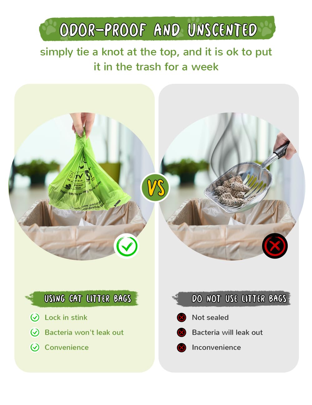 Biodegradable Unscented Cat Litter Bags 100 Count Z606164