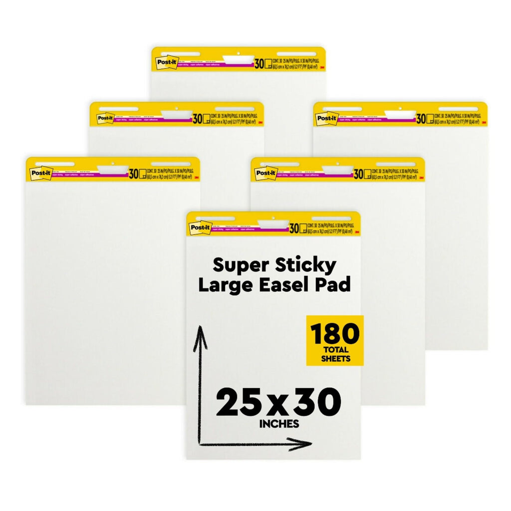 Super Sticky Easel Pads, 25" x 30", 6 Pads, White O236571