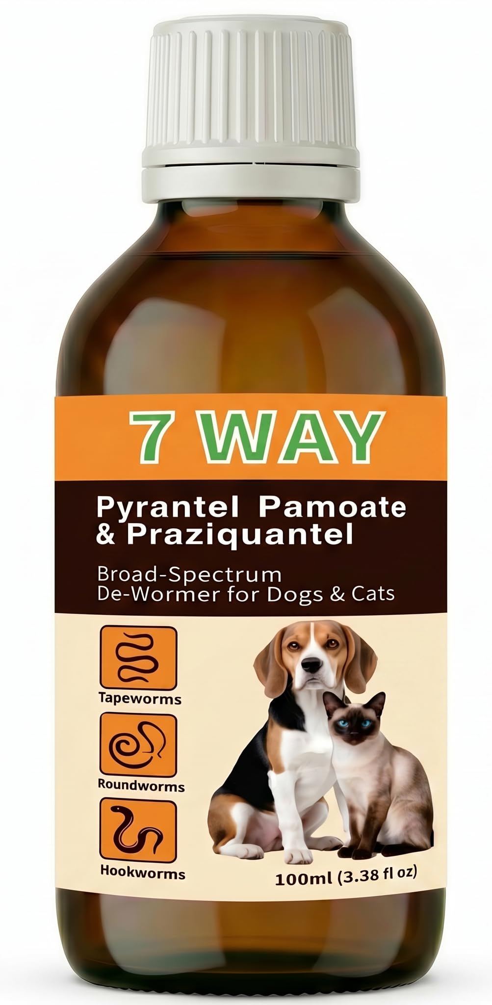7-Way Dewormer Liquid for Dogs & Cats, 3.38 fl oz E8951