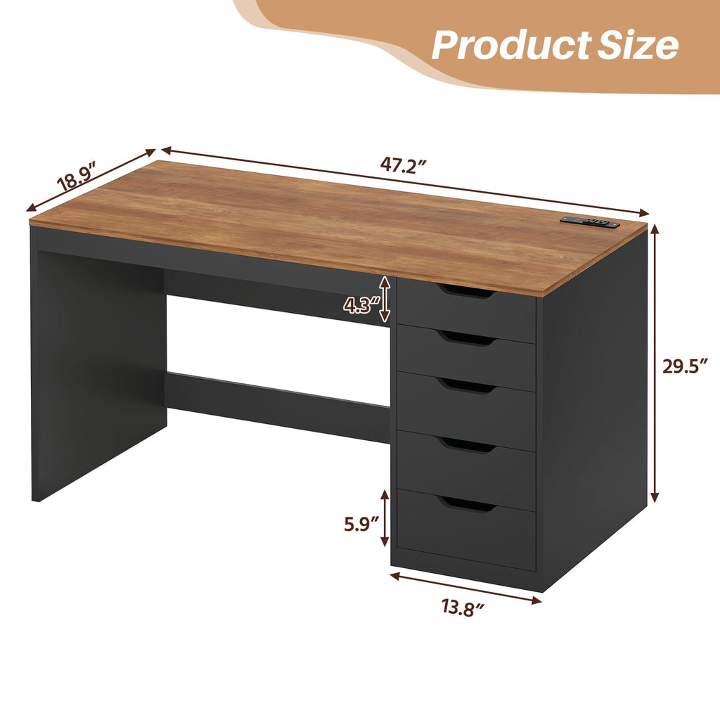 47 Inch Computer Desk with 5 Drawers F325