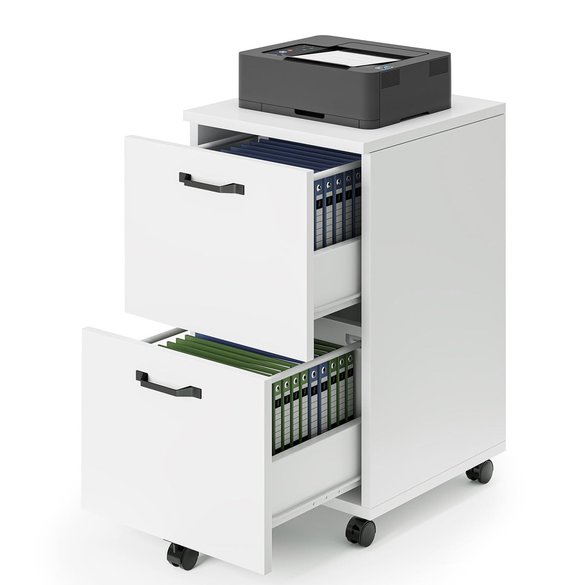 2 Drawer White Rolling Wood File Cabinet R81852