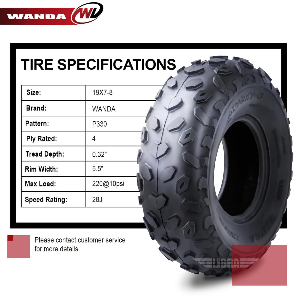 2 ATV Tires 19x7-8 Front T7234