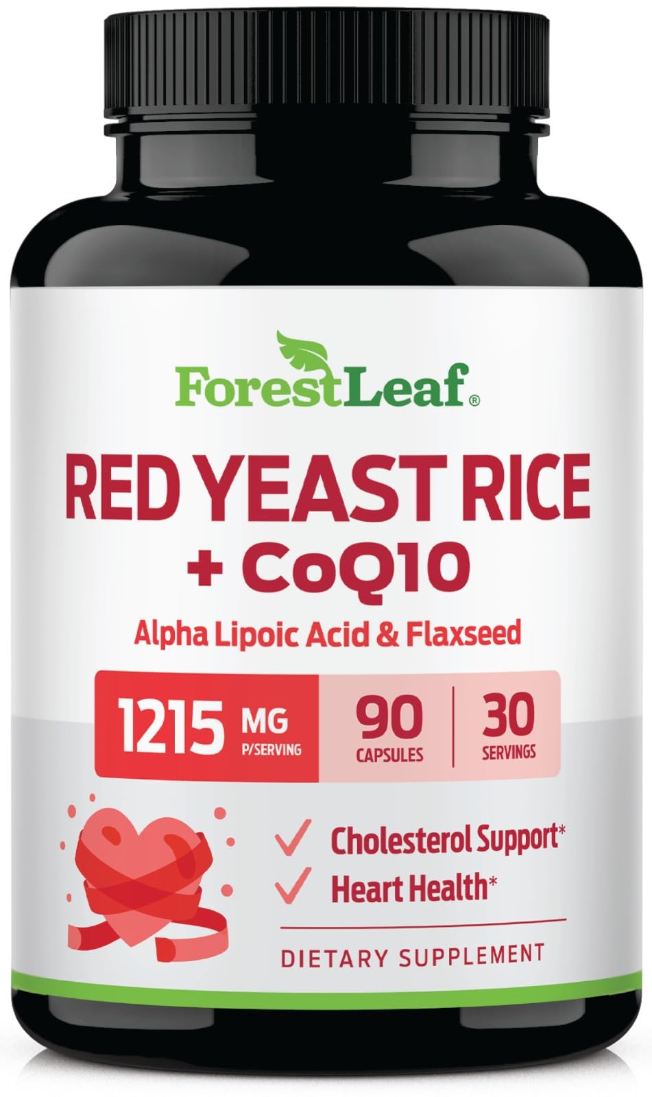 Red Yeast Rice 1215 mg CoQ10 Alpha Lipoic Acid Flaxseed 90 Capsules D4275