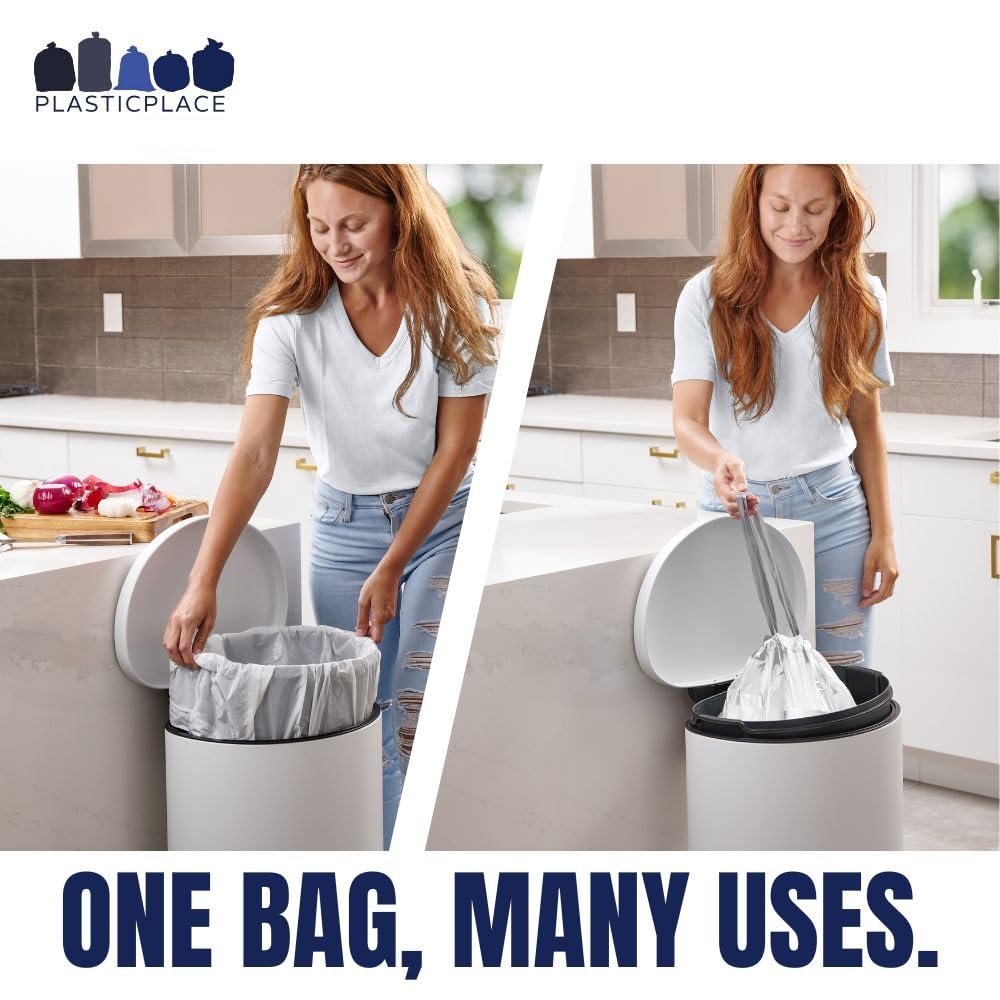12 Gallon Drawstring White Trash Bags 200 Count P52834