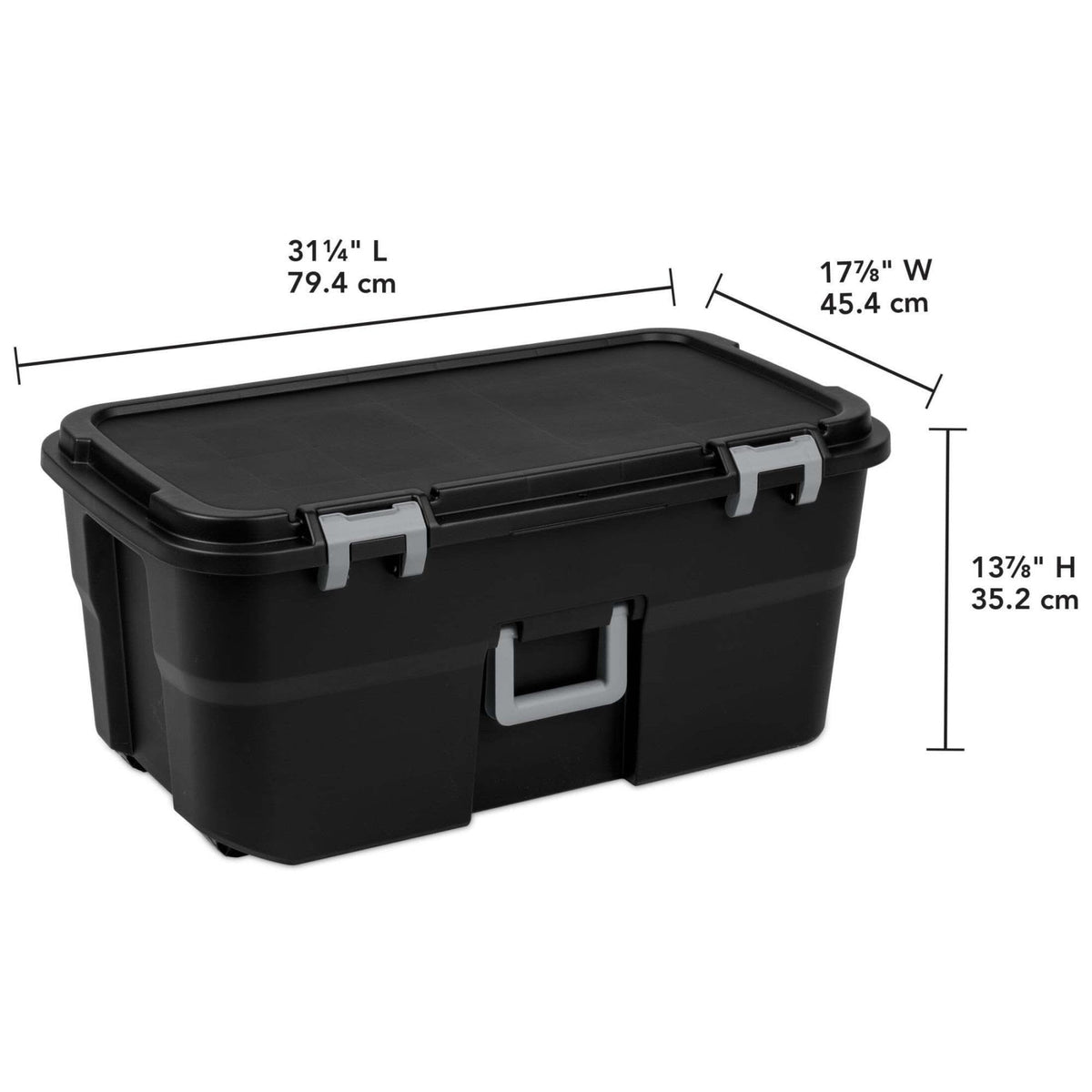 22 Gallon Black Wheeled Plastic Storage Trunk E41637