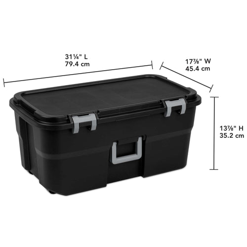 22 Gallon Black Wheeled Plastic Storage Trunk E41637