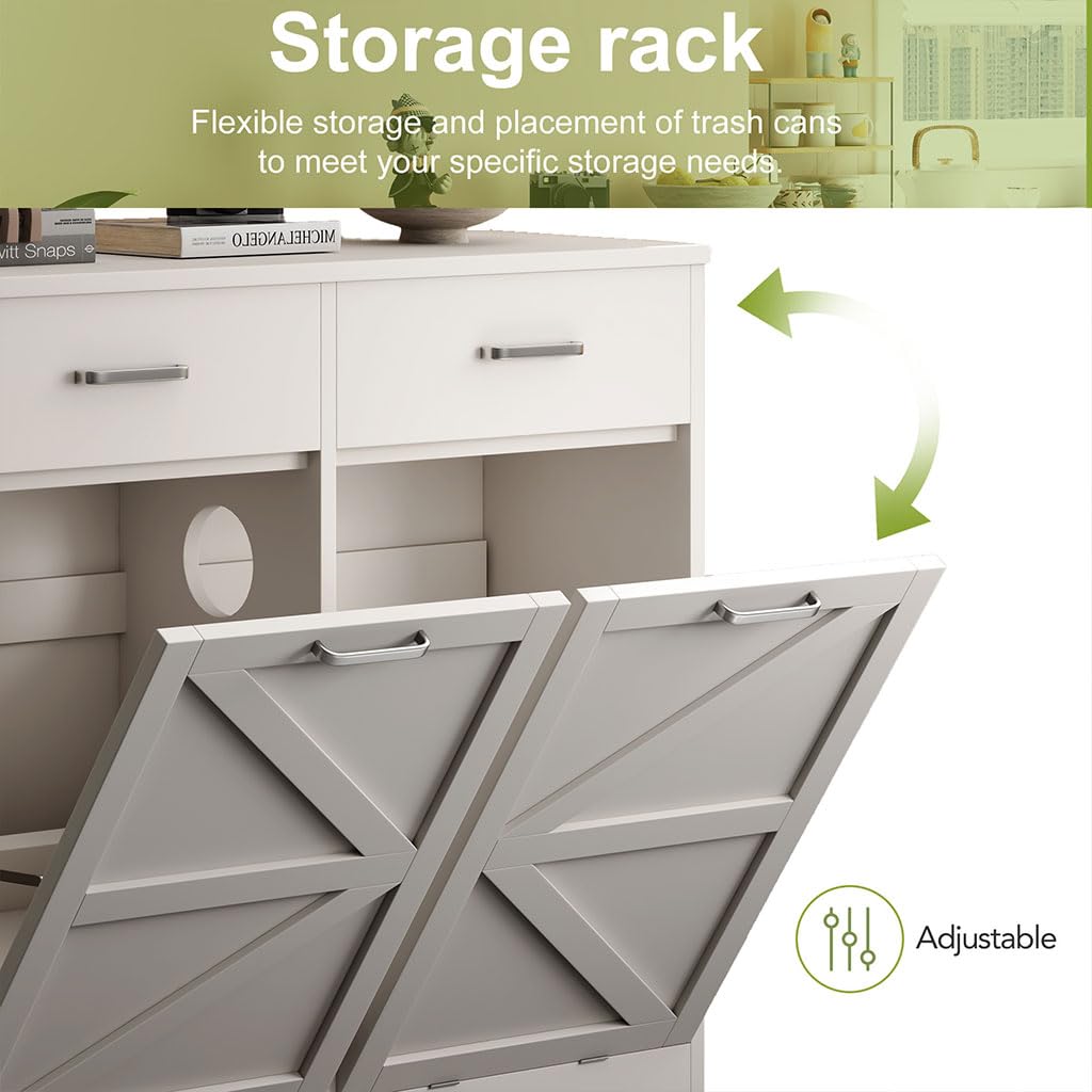 White Wooden Tilt Out Trash Cabinet F507333