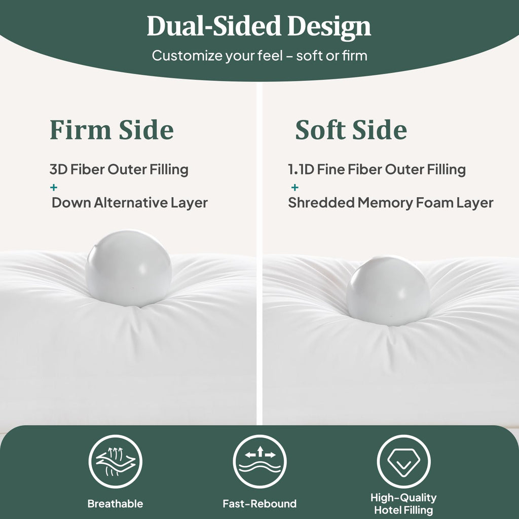 King Size Set of 2 Adjustable Memory Foam Bed Pillows M79809