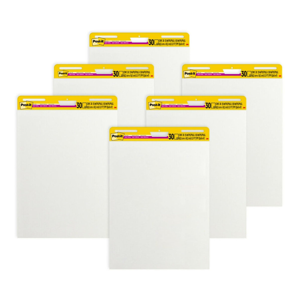 Super Sticky Easel Pads, 25" x 30", 6 Pads, White O236571