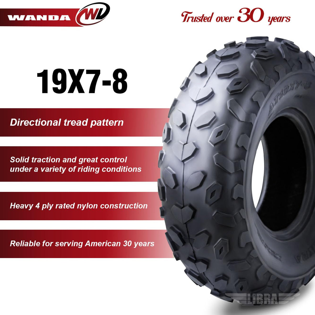 2 ATV Tires 19x7-8 Front T7234