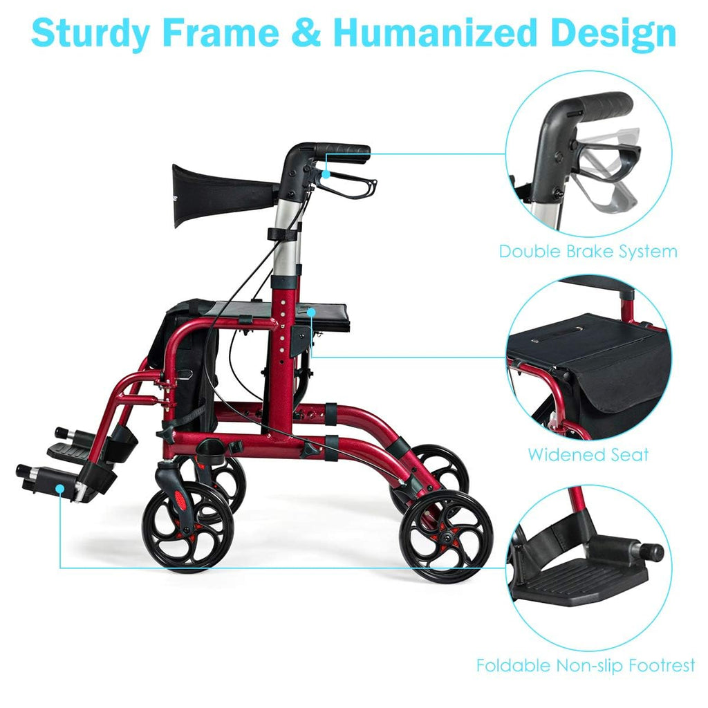 2 in 1 Folding Rollator Walker with Seat V19338