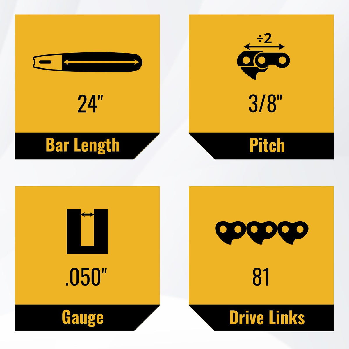 3 Pack 24 Inch Chainsaw Chain 81 Drive Links I255